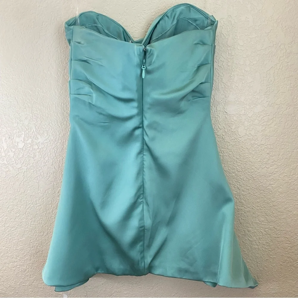House of CB Jasmine JADE DRAPED STRAPLESS CORSET DRESS aqua teal NWOT size M - Picture 6 of 12